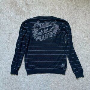 Y2K Mall Goth Grey Black Striped Sweatshirt